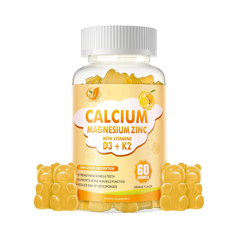 

Calcium magnesium zinc gummies contain vitamin D3 and K2- efficiently enhance absorption -60 orange flavored gummies