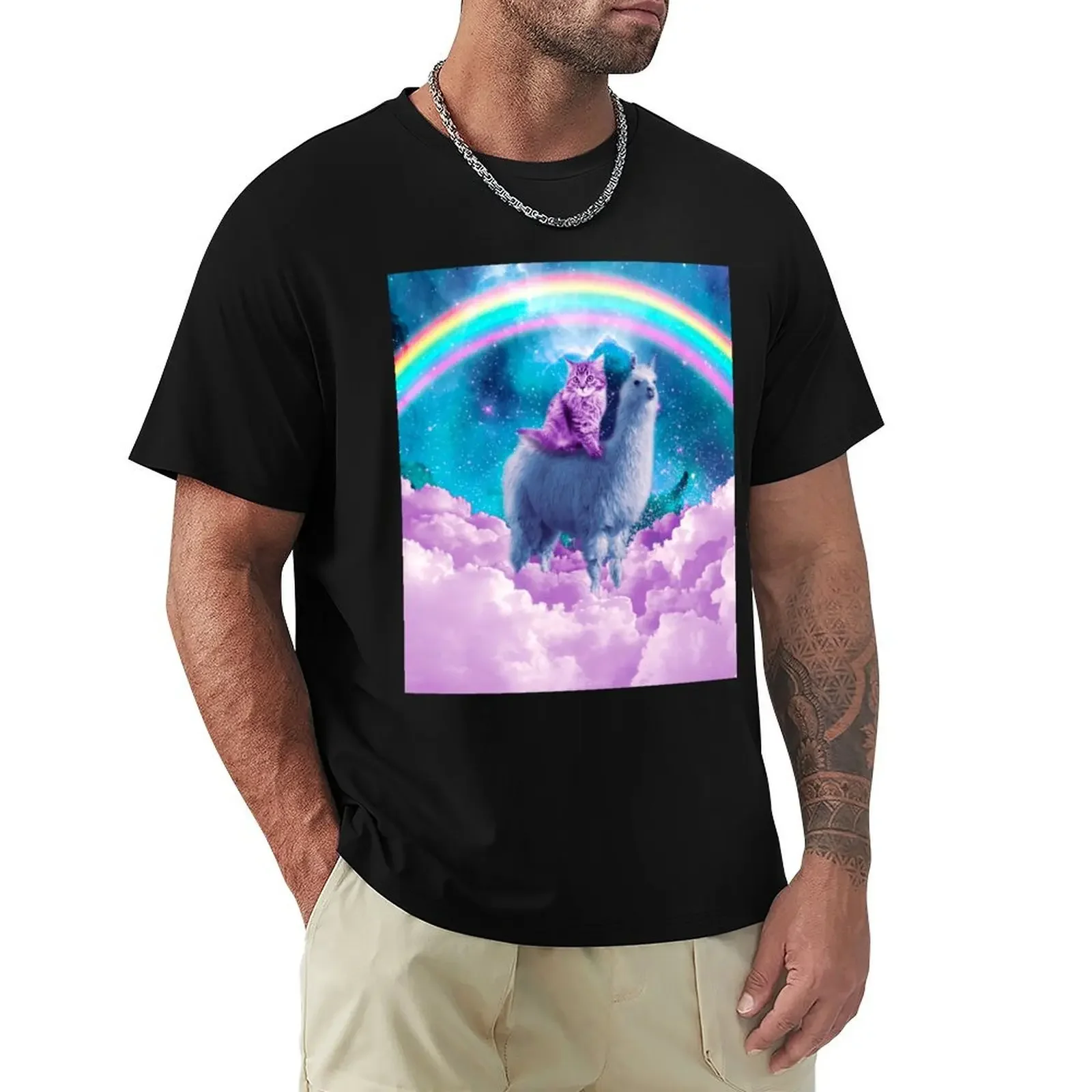 Rainbow Llama - Cat Llama T-Shirt designer shirts blacks mens big and tall t shirts