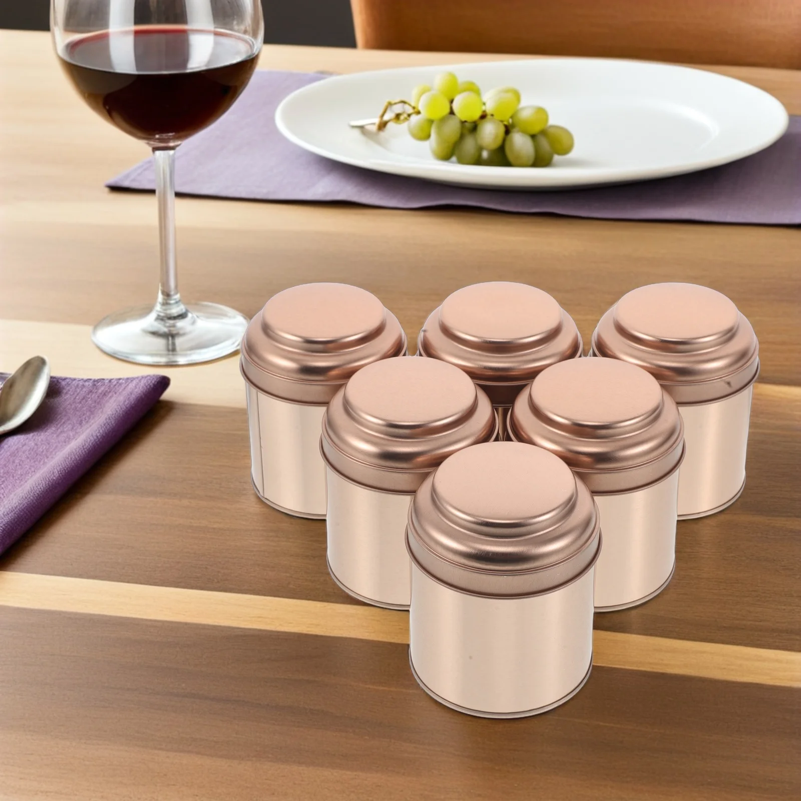 6 قطعة علبة الشاي المختومة القصدير جرار تخزين معدنية مستديرة لشاي أوراق فضفاضة محكم الغذاء الحاويات منظم مطبخ