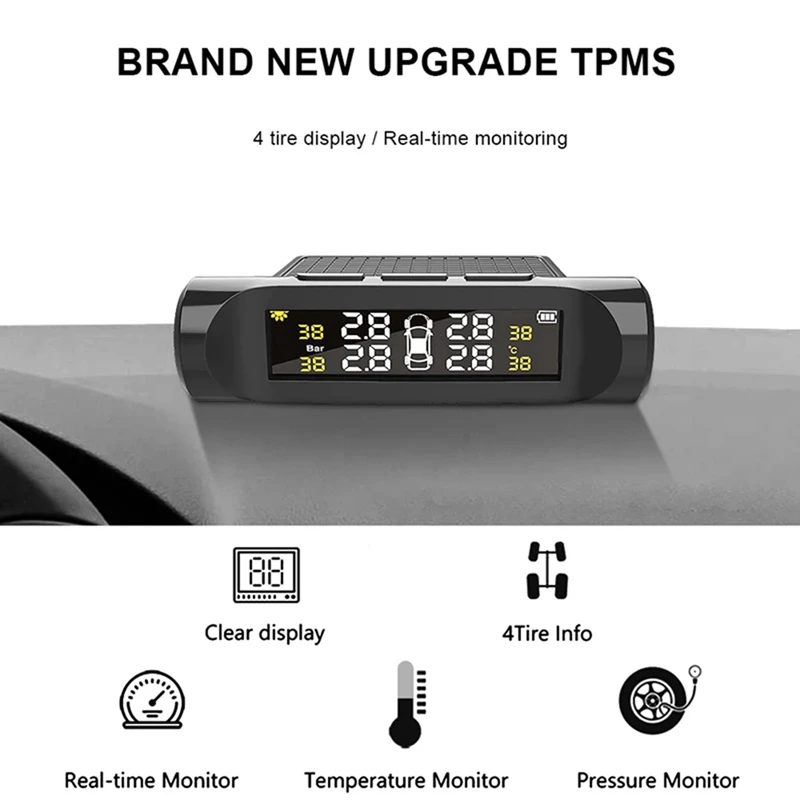 2X Car TPMS Tyre Pressure Monitoring Systemtyre Pressure Battery Digital LCD Display Auto Security Alarm Systems