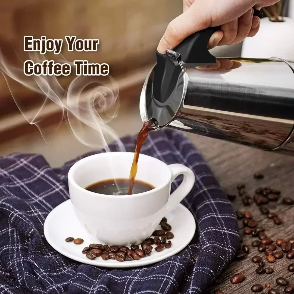 صانع القهوة وعاء موكا 50 مل - 600 مل صانع دورق المقهى من الفولاذ المقاوم للصدأ، ماكينة القهوة الإيطالية تناسب المواقد التعريفي أدوات القهوة #1