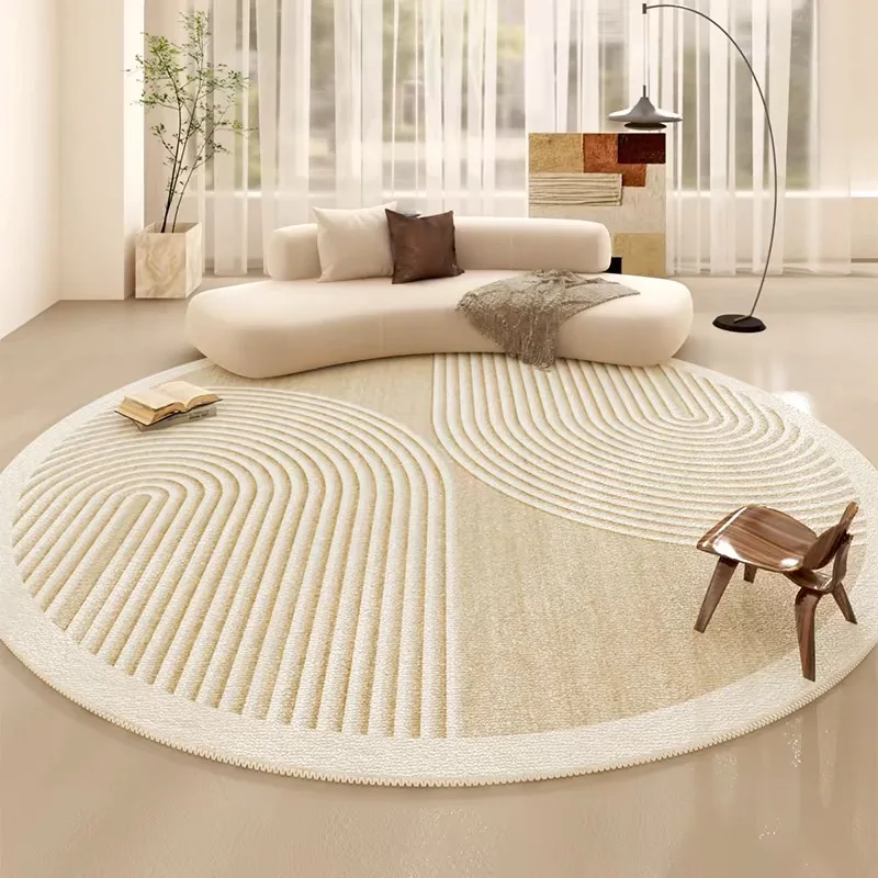 VIKAMA Crystal Pile Simple Line Round Bedroom Sofa Carpet Bedside Window Floor Mat