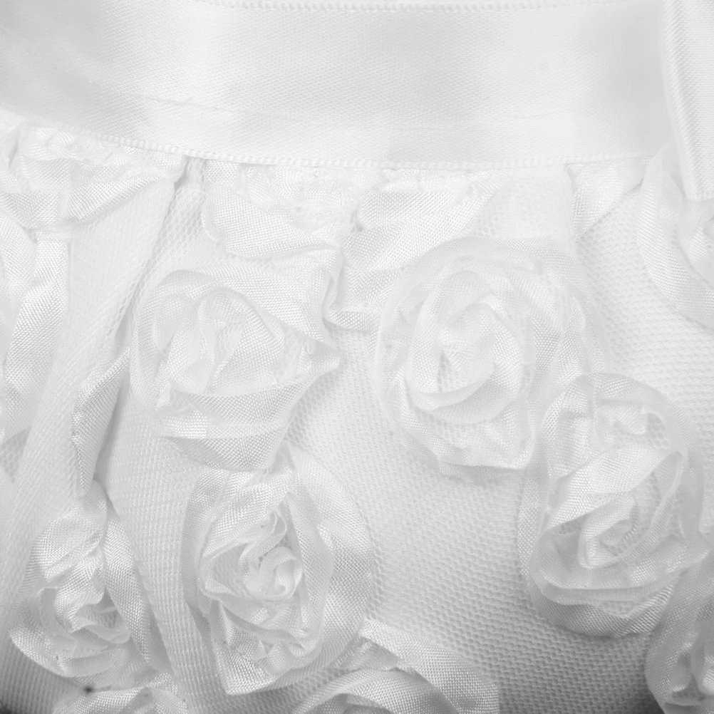 

White Embroidery Basket 11cm Wedding Flower Girl Satin Rose Decor PVC Board Handle Elegant Candy Gift Confetti Holder