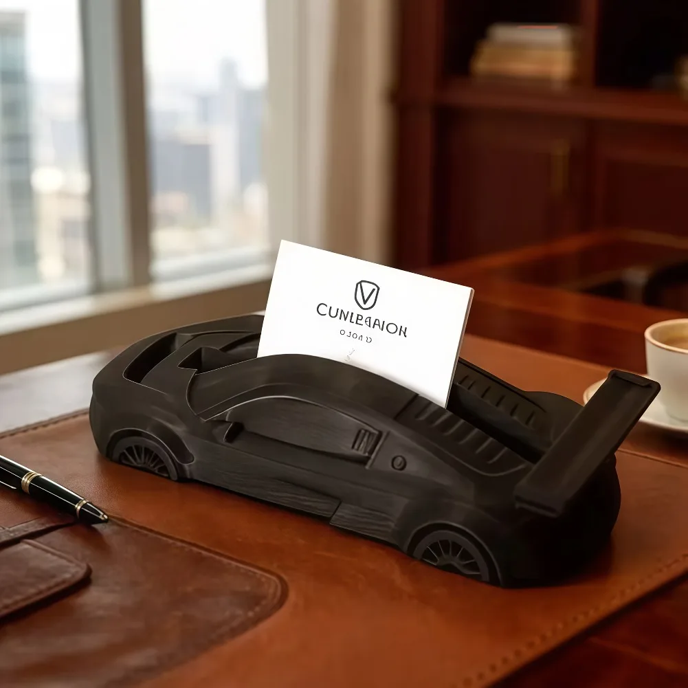 Black Sports Car Business Card Holder Darth Vader Desk Organizer Postcard Card Display Stand Office Conference Sticky Note Rack