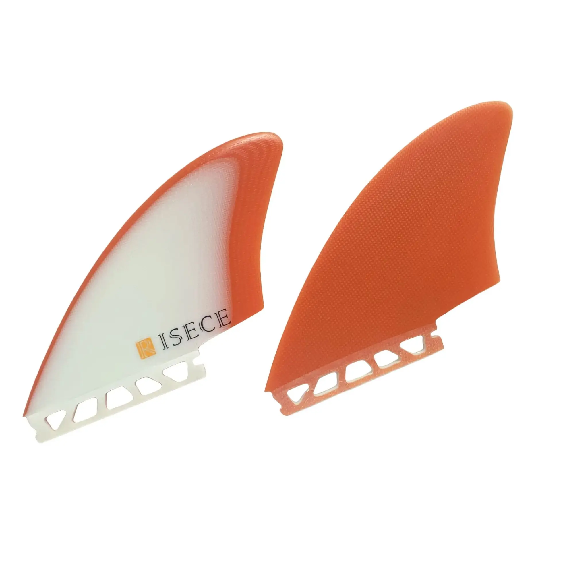 

RISECE GFK Fiberglass Surfboard Fins Set - Single Tab Keel Twin Fin System for Surfboard-White&Orange Color