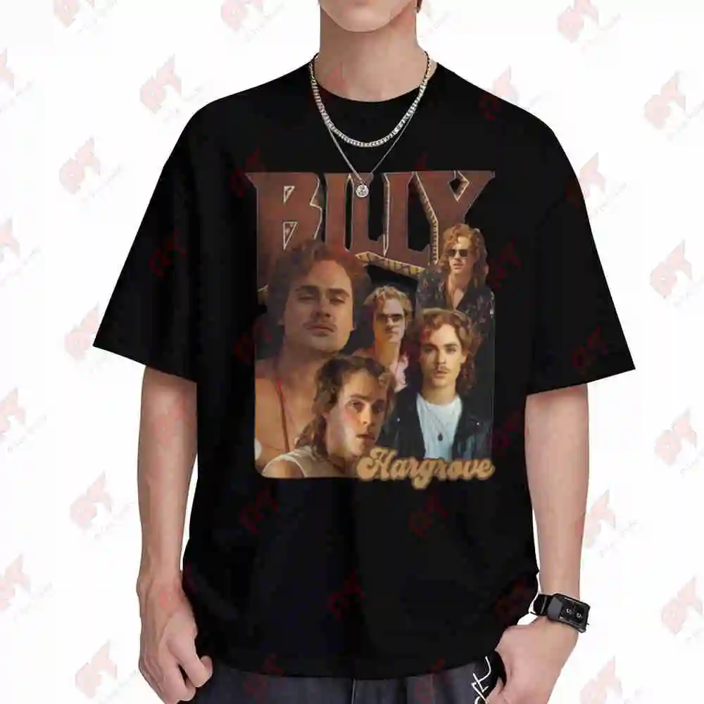 Billy Hargrove Dacre Montgomery Horror Film Short Sleeve Tee 100% Cotton T-Shirt