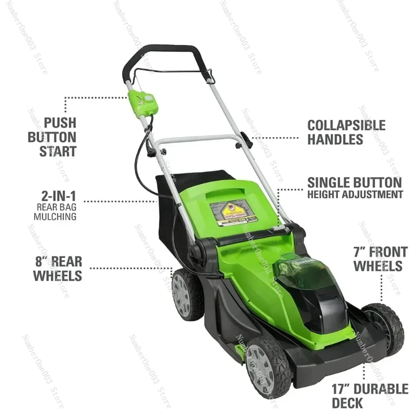 Cordless Lawn Mower, Efficient Lithium Battery, 40V, 17 