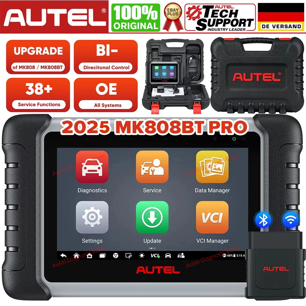 Autel MaxiCOM MK808BT PRO OBD2 Scanner Code Reader All System Diagnosis Scan Tool Active Test Bluetooth Scanner PK MK808S MX808S