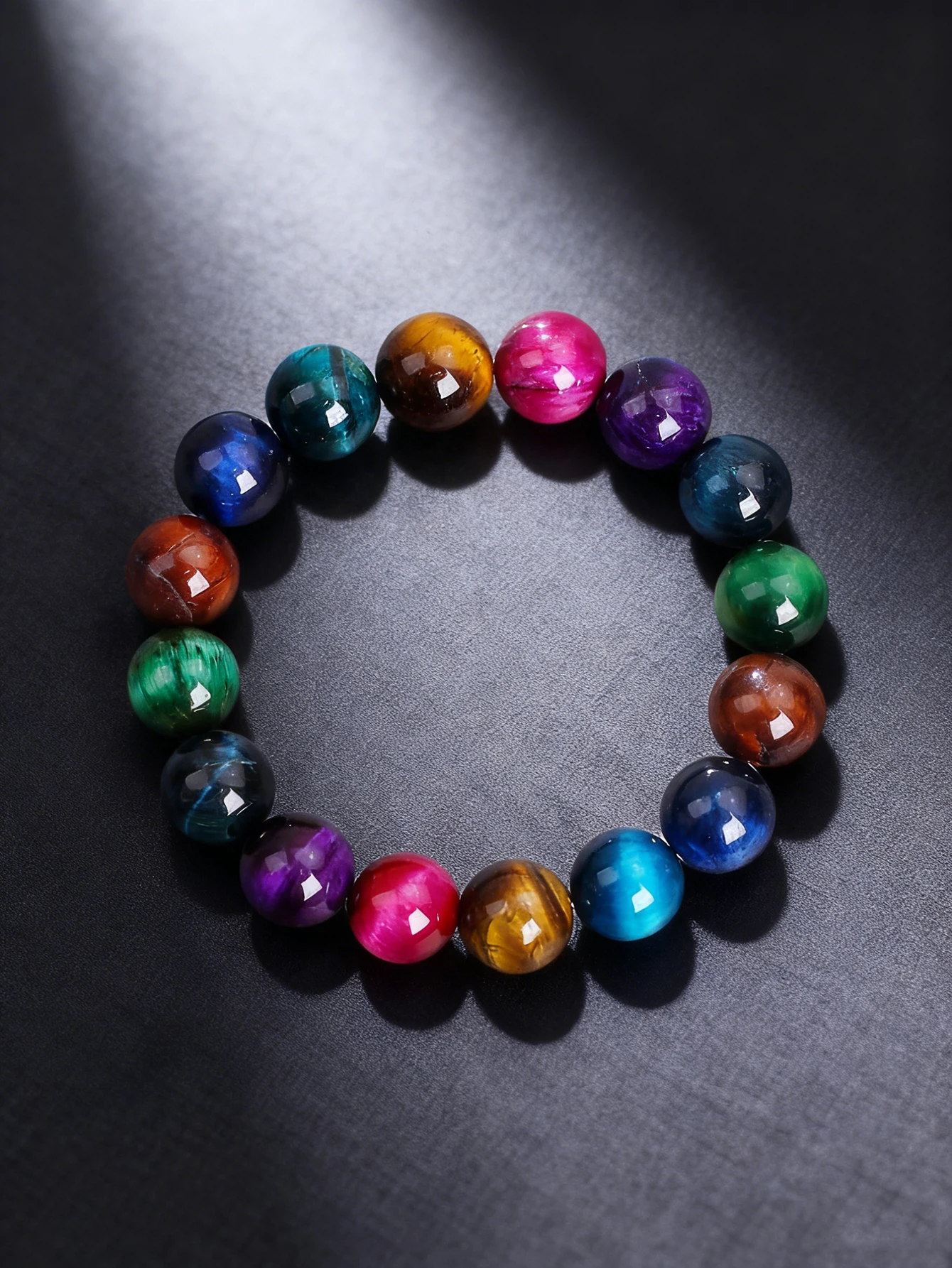 

Natural Stone Tiger Eye Bracelet Multi Colored Beaded Strand For Energy Reiki Charm Protection Courage Healing Spiritual Jewelry