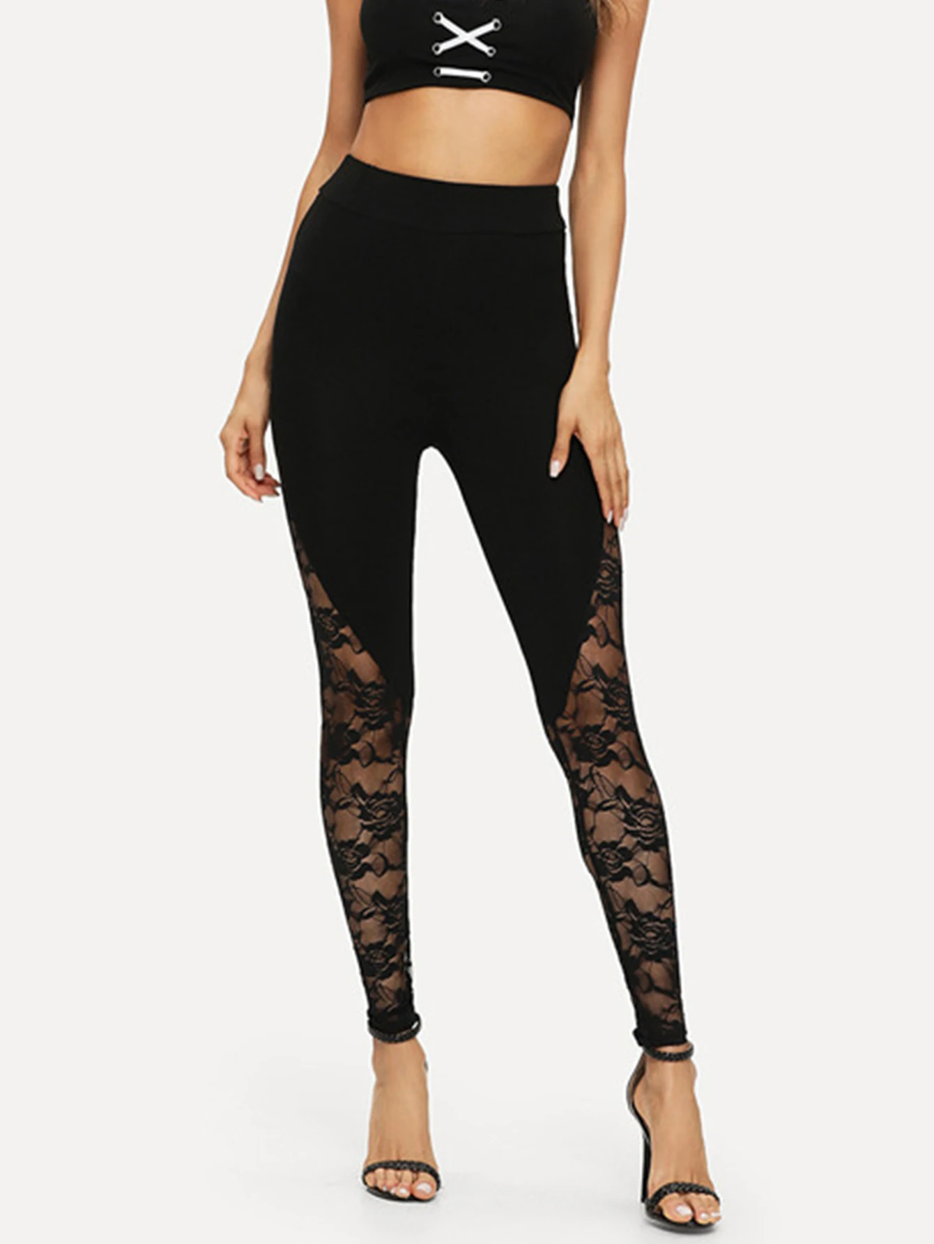 Legging skinny a vita alta da donna Autunno Comodo jacquard Tinta unita Pantaloni sportivi alla caviglia Moda semplice