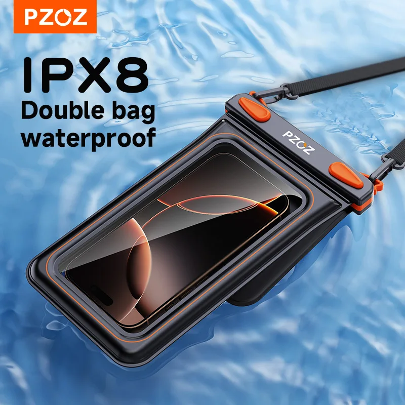 PZOZ Wodoodporne etui na telefon, wodoszczelne pokrowce na telefon do nurkowania, torba na telefon iPhone 17 16 13 11 Pro Max, akcesoria Samsung — zdjęcie produktu 2