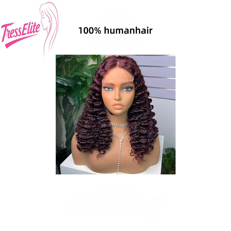 جودة عالية 5x5 الدانتيل الجبهة 99j #   شعر مستعار بشري مجعد بمظهر طبيعي وملمس ناعم بكثافة 200% ريمي عذراء برازيلي