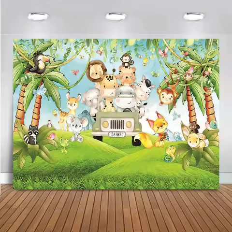 Safari Backgrounds Safari Wild A Baby Shower Birthday Decoration Jungle Woodland Animals Custom Photography Backgrounds