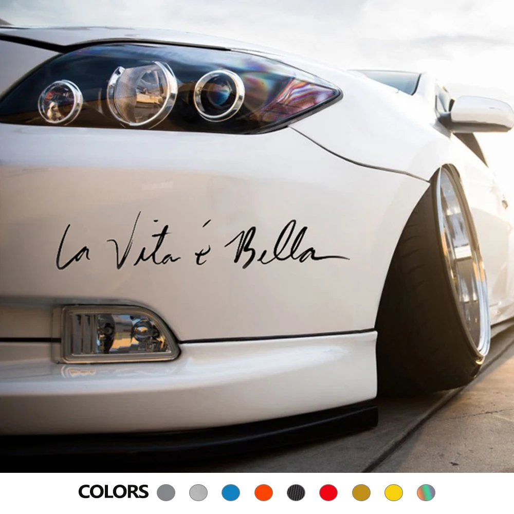 

Various Sizes Car Stickers La Vita E Bella Letters Decals Vinyl Decals Fashion Creative Car Full Body Head Styling Stickers