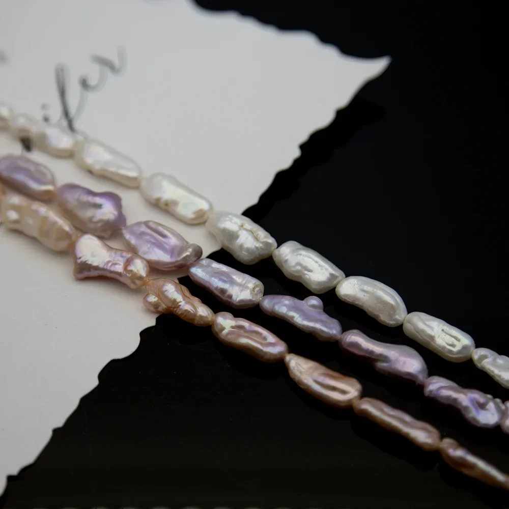 

Fashion 6-9x15-23mm White Purple Pink Baroque Natural Freshwater Pearl Beads Valentine's Day Gift DIY Necklace Bracelet Earring