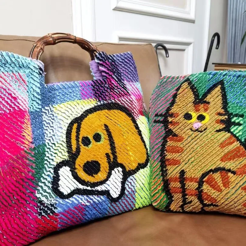 Einkaufstasche Frauen Mode neue Hund nagen Knochen muster Gradient Hoch leistungs handtaschen Umhängetasche Einkaufstasche