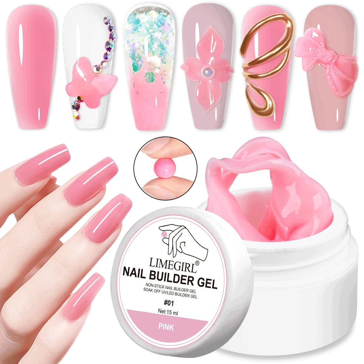

LIMEGIRL Solid Builder Nail Gel 15ML 3D Sculpting Gel for Nails Extension & Carving Art DIY Design for Manicure Salon Home Gift