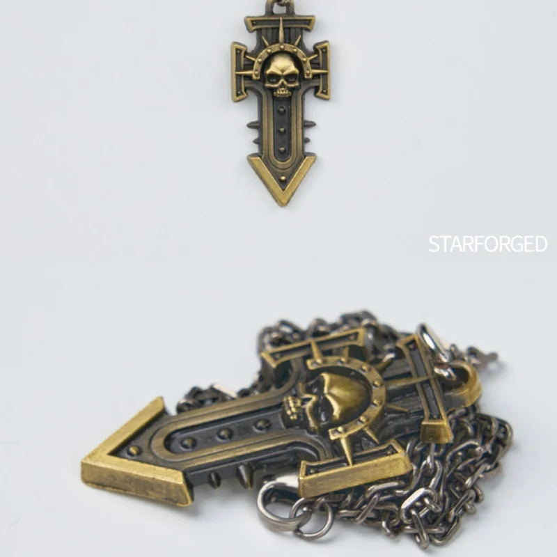 Warhammer 40K Perimeter Unyielding Expedition Pendant Skull Head Cross Key Necklace Couple Style