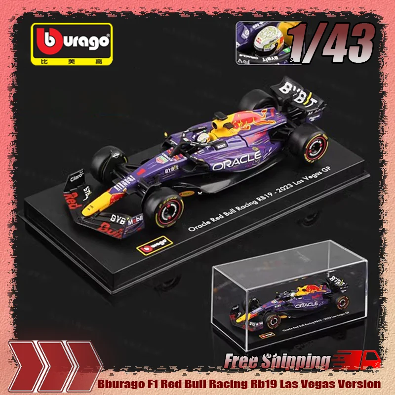 

New In Stock Bburago F1 Car Super Promotion Red Bull Racing Rb19 Las Vegas Edition Alloy Micro Diecast Model Customized Toy Gift