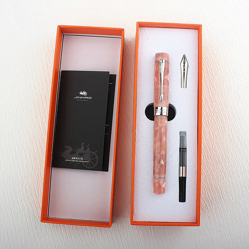 Jinhao 100 Resin Fountain Pen Cherry Blossom Powder EF/F/M/Bent Nib Ink Pen with Converter Writing Business Office Gift