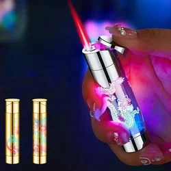 Windproof Portable Inflatable Lighter Metal Powder Flame Butane Gas Mini Outdoor Lighter Cigarette Accessories Smoking Gift