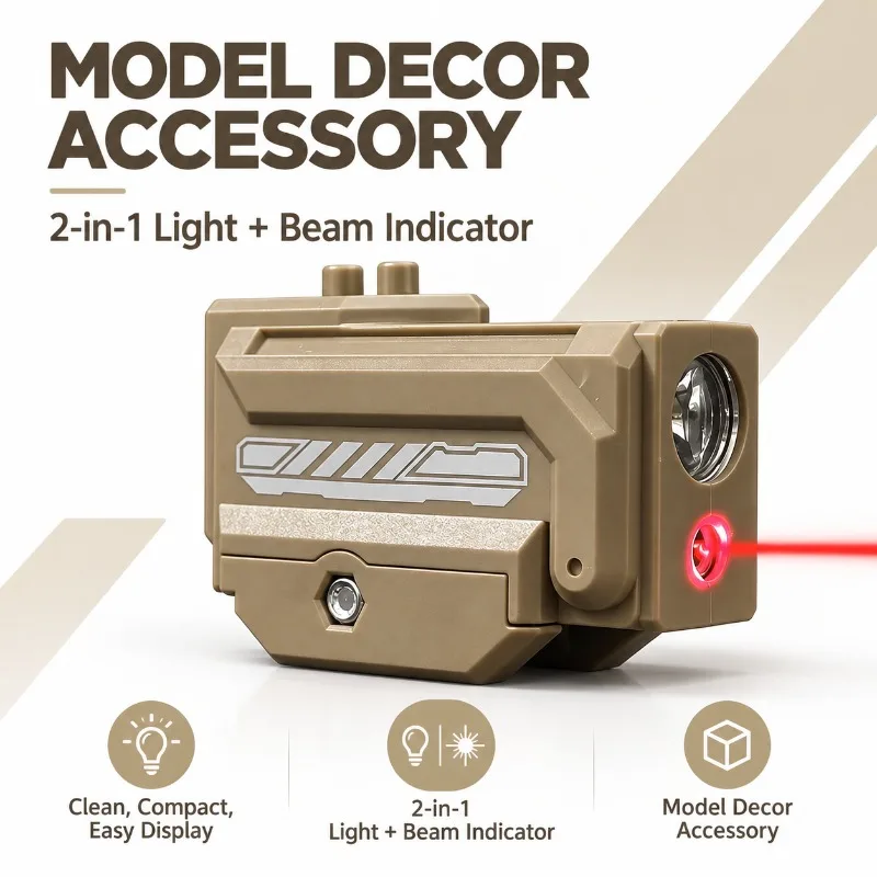 Sand‑Shade Dual‑Function Rail Ornament Light, Under‑mount Torch with Fixed Beam Indicator for Hobby Model