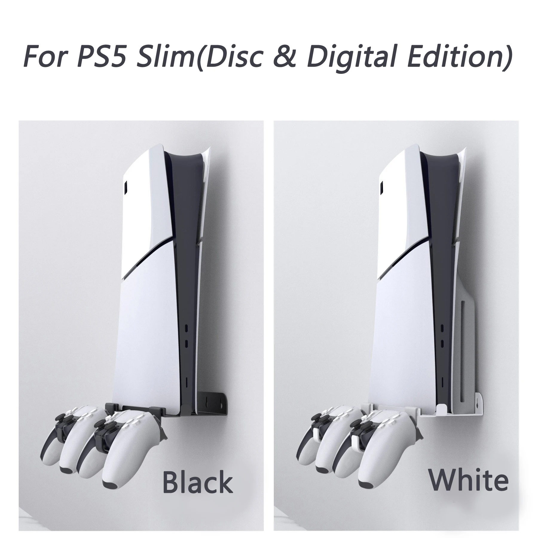 Wall Mount Stand for PS5 Slim Vertical Holder Kits for PS5 Slim Console and Controllers For New PS5 Wall Mount with Screw Fixing