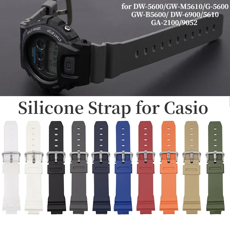 16mm Rubber Resin Strap Waterproof Watchband Colorful Band for Casio DW5600/6900 GA-2100/9052 Series Replacement Strap