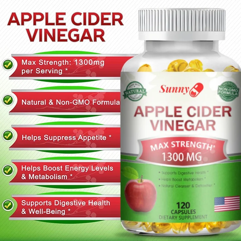 Apple Extract Supplement - Helps with weight loss, energy levels, fat burning, supports digestive health and immunity