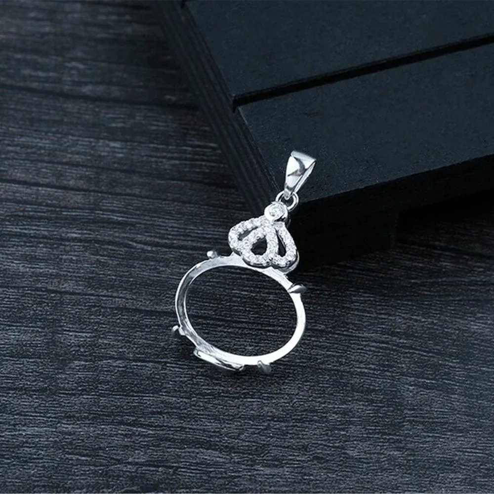 

Pendant Blank (13x18mm Oval Blank) White Gold Plated 925 Silver Zircon Pendant Setting Oval Cabochon Pendant Base