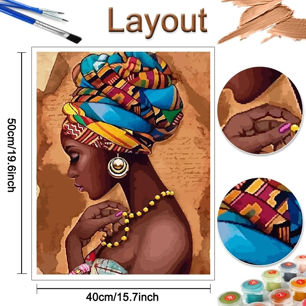 HUACAN African Woman Oil Painting Drawing On Canvas HandPainted Art Gift DIY Pictures By Number Girl Figure Kits Home Decoration