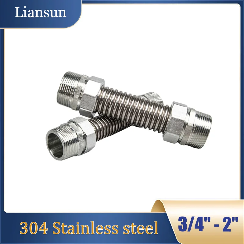 

1pcs 304 Steel HVAC Bellows 3/4" 1" 2" BSP Steel Male Thread for Fan Coil Unit Pipe Central Air Conditioning Water Inlet Hose