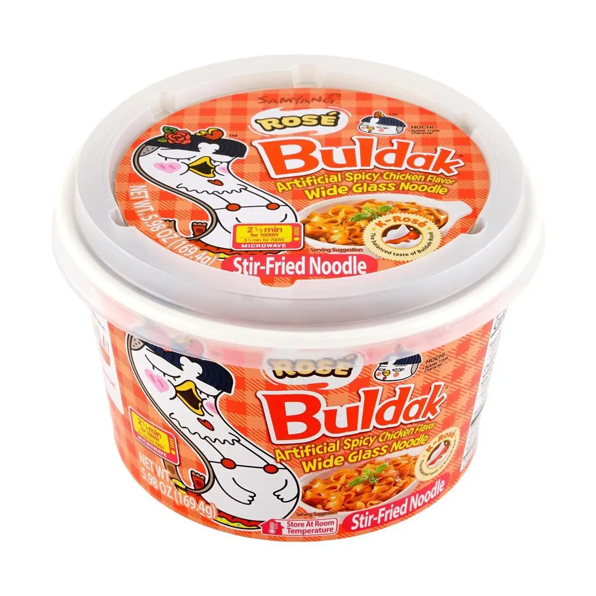 [3 confezioni] Buldak Noodles bicchiere largo, sapore di pollo caldo rosa, ciotola 5.98 oz, 169.40g