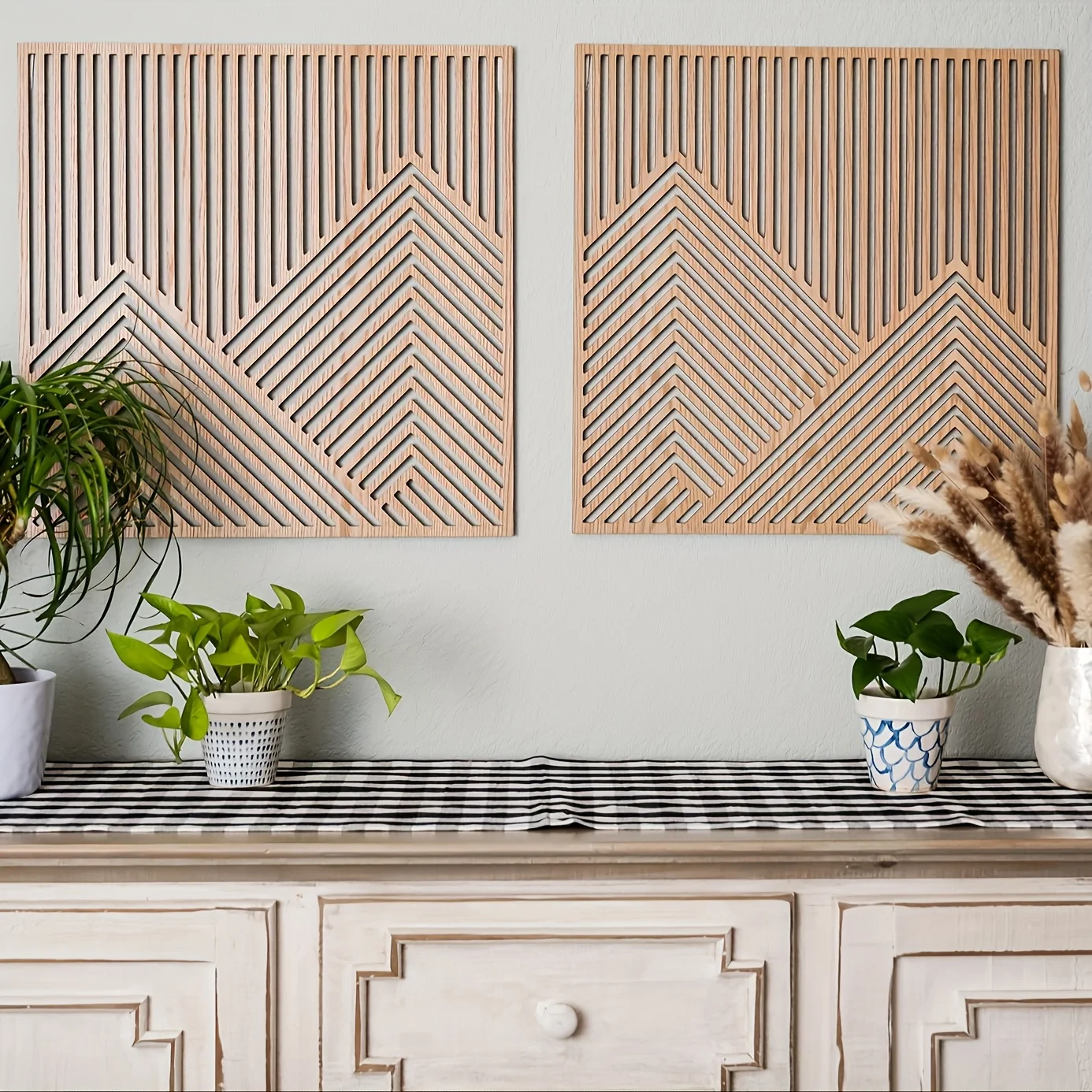 

Set of 2 Line Art Mountain Wall Decor - 15.75inch