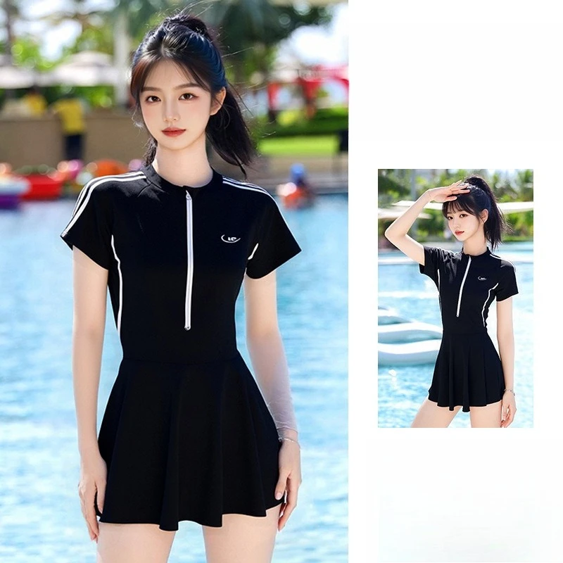 

Swimsuit for women's high-end sports girl one-piece swimsuit skirt-style thin belly-covering hot spring new swimsuit