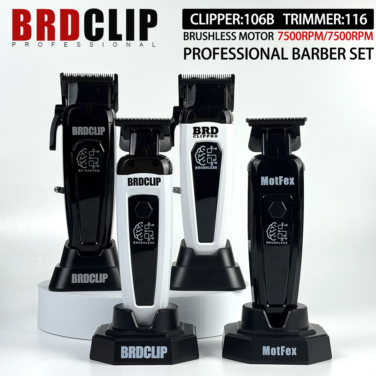 

Бесщеточный двигатель BRDCLIP Машинка для стрижки белых волос 106B BRD116 7500 об/мин Ультратонкая основа с подвижным лезвием Беспроводной триммер с магнитной верхней крышкой