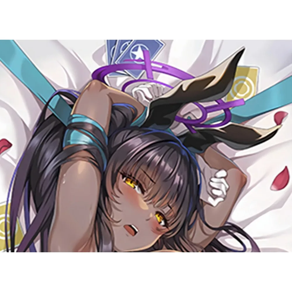 Kakudate Karin Dakimakura Pillow Cover Dark Purple Long Hair Golden Eyes Purple Halo Bunny Ears Dual‑pose Double Sided