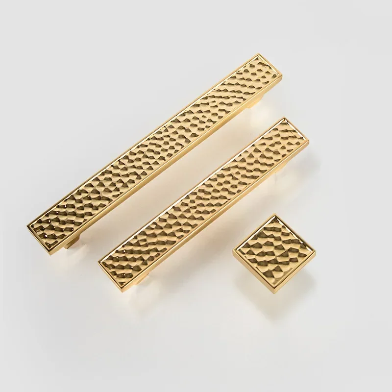 Hammered Brass Cabinet Pulls - Antique Silver Textured Knobs, Wardrobe & Drawer Handles