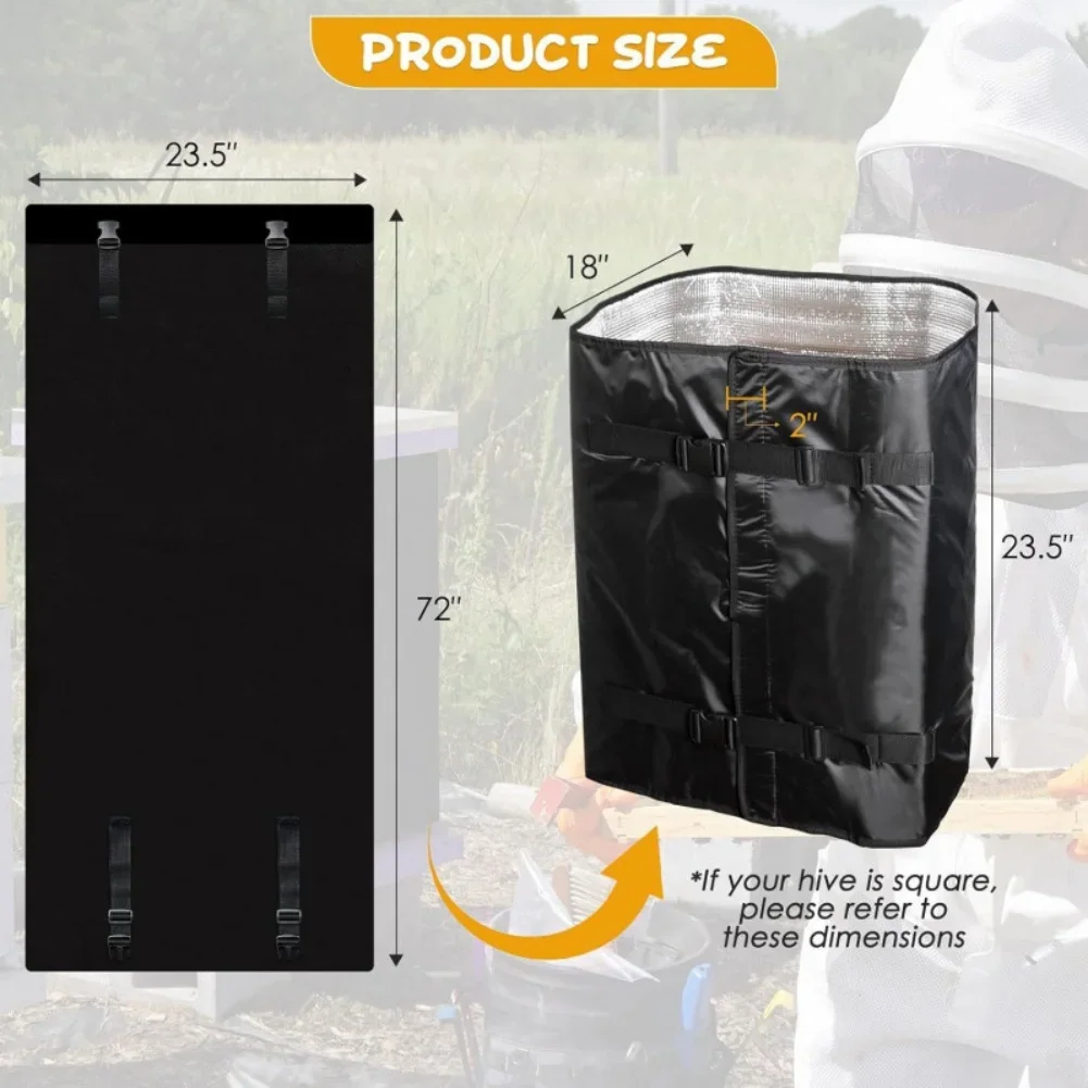 Waterproof Beehive Wrap Insulation Cover Adjustable for Winter Protection with 600D Oxford Cloth Windproof Material