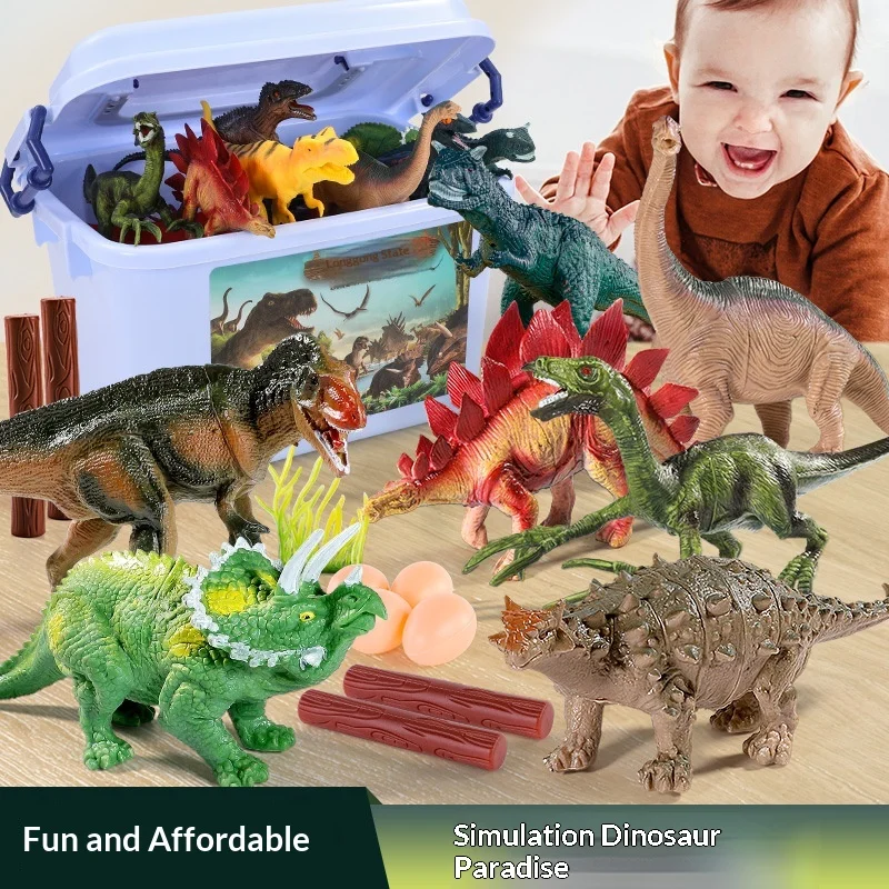 Zestaw zabawek dinozaurów dla dzieci - realistyczne, miękkie gumowe modele zwierząt, figurki triceratopsów, t-rexów, pterosaurów, ozdobne lalki, losowy styl