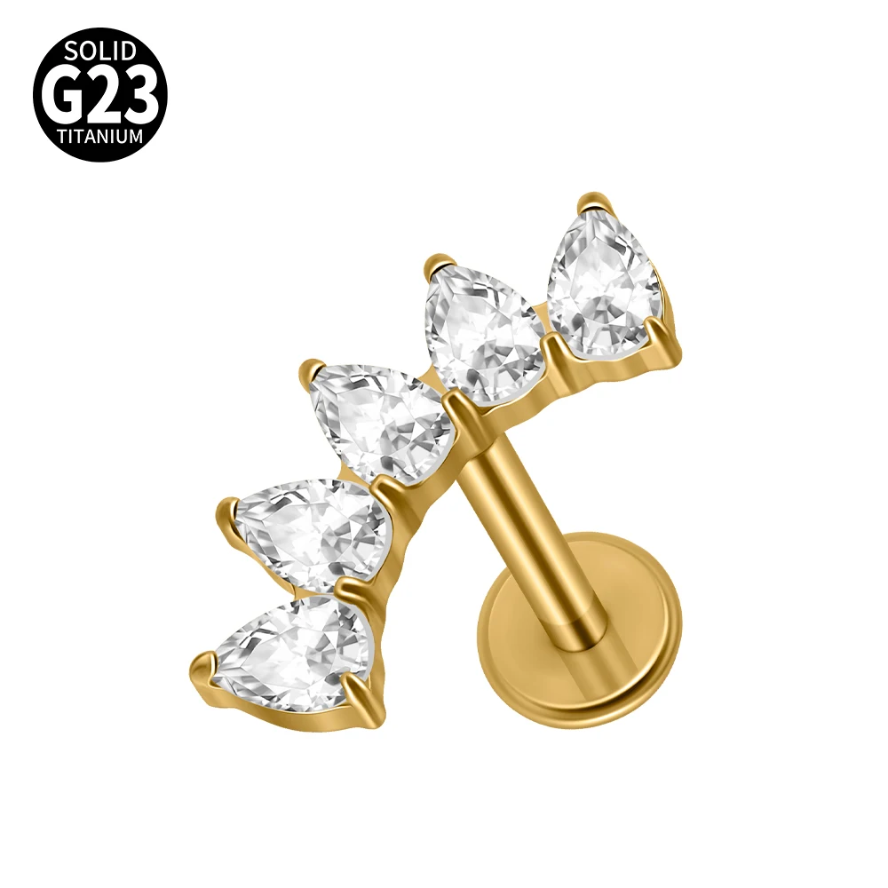 G23 Titanium Star Zircon Lip Studs