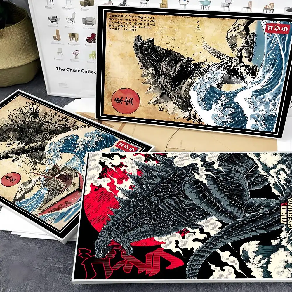 G-Godzillas Anime Self-adhesive Art Poster Retro Kraft Paper Sticker DIY Room Bar Cafe Stickers Wall Painting view 2