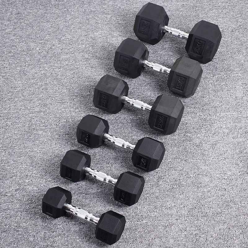 Hexagonal Fixed Dumbbells Men\'s Fitness Equipment Home Ladies Rubber Dumbbells