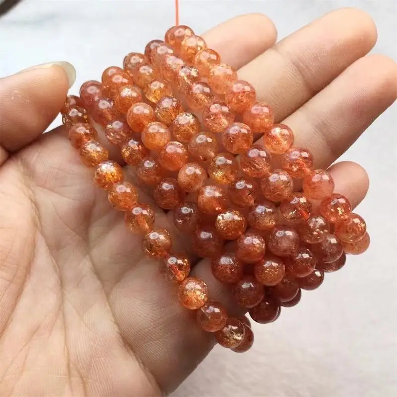 6.5MM Natural Gold Strawberry Quartz Bracelet Fortune Energy Bangle Mineral String Woman Amulet Jewelry Healing Gift 1PCS