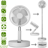 Enhanced Compact Foldable Telescopic USB Rechargeable Floor Fan - Ultimate Portable Stand Fan with Maximum Cooling Comfort - Ide