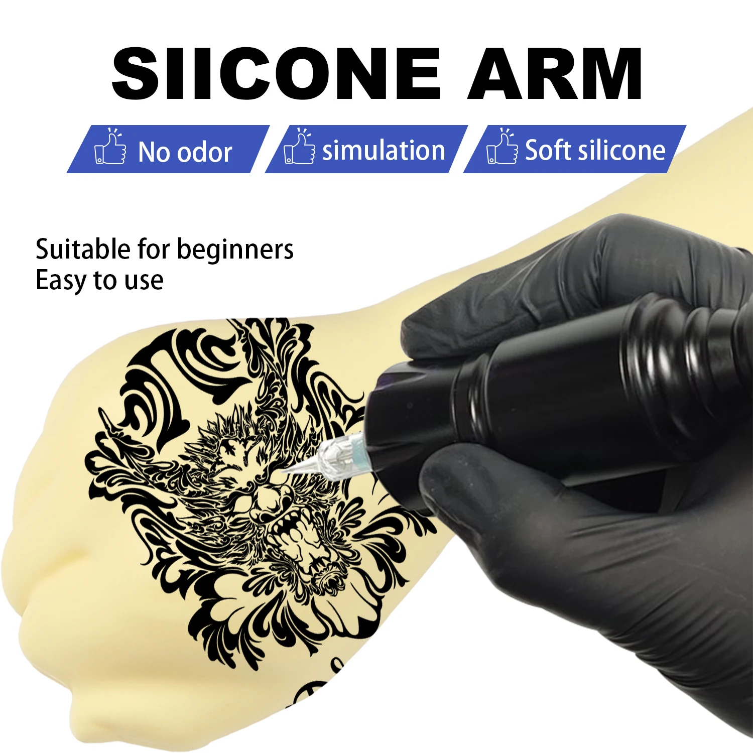 

YILONG Silicone Tattoo Practice Skin Arm Simulation Soft Foldable 3D Practice Arm Skin For Tattoo Beginner Training Practice