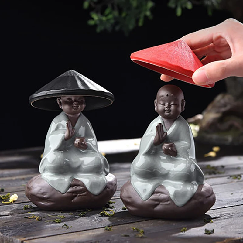 

Ceramic Tea Strainer Filter Little Monk Figurine Tea Pet Tea Leak Filter Cute Buddha Statuem Figurine Kung Fu Tea Accessories