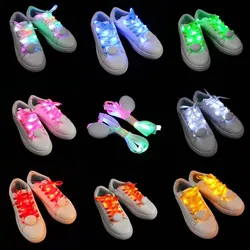 1 Pairs Light Up Shoe Laces Nylon LED Shoelaces Flashing LED Shoelaces with 3 Modes Flashing Shoelaces Glow in The Dark Party
