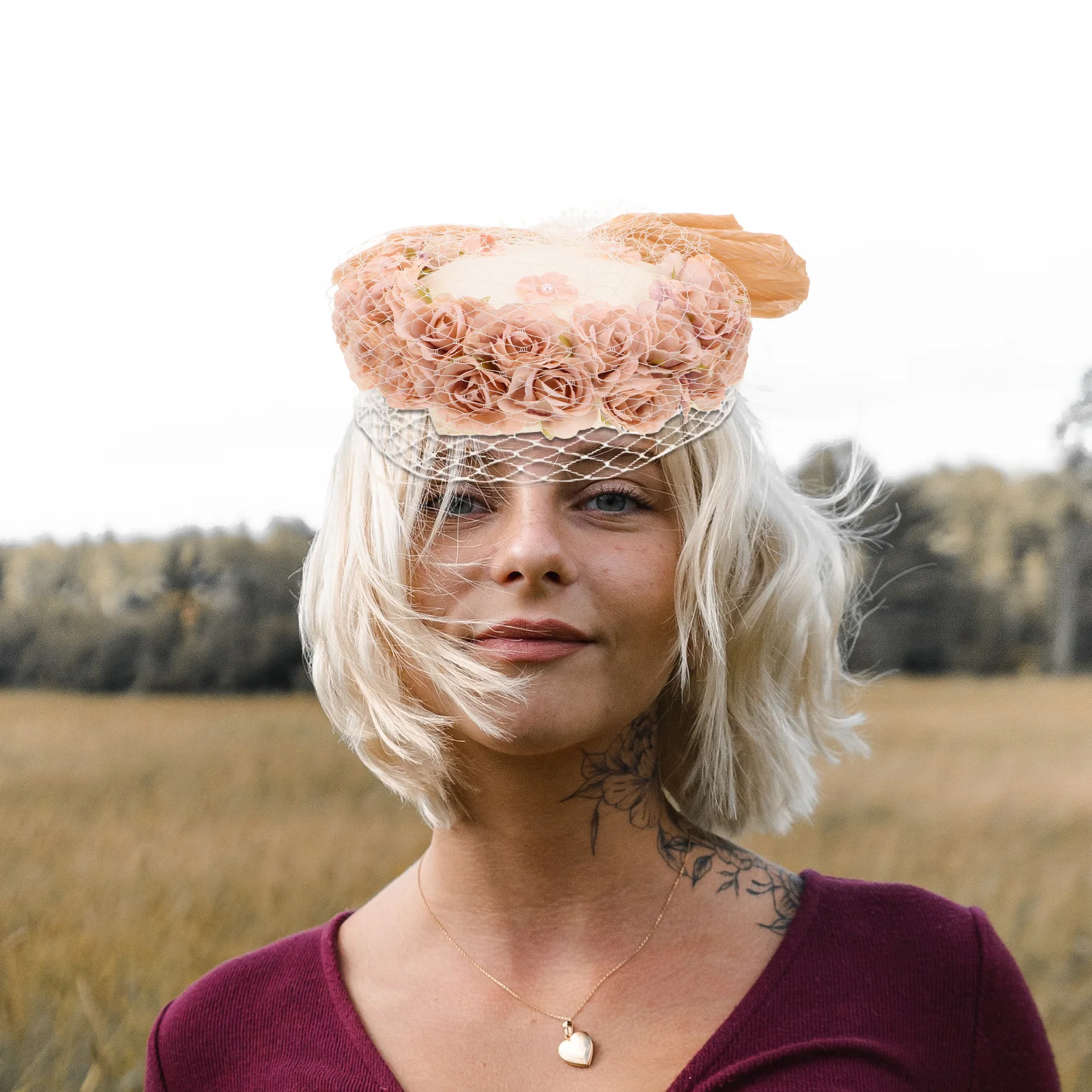 

Natural Flower Wedding Hat Bridal Headpiece Fascinator Hair Band For Women Elegant Floral Accessory Vintage Style Bridal