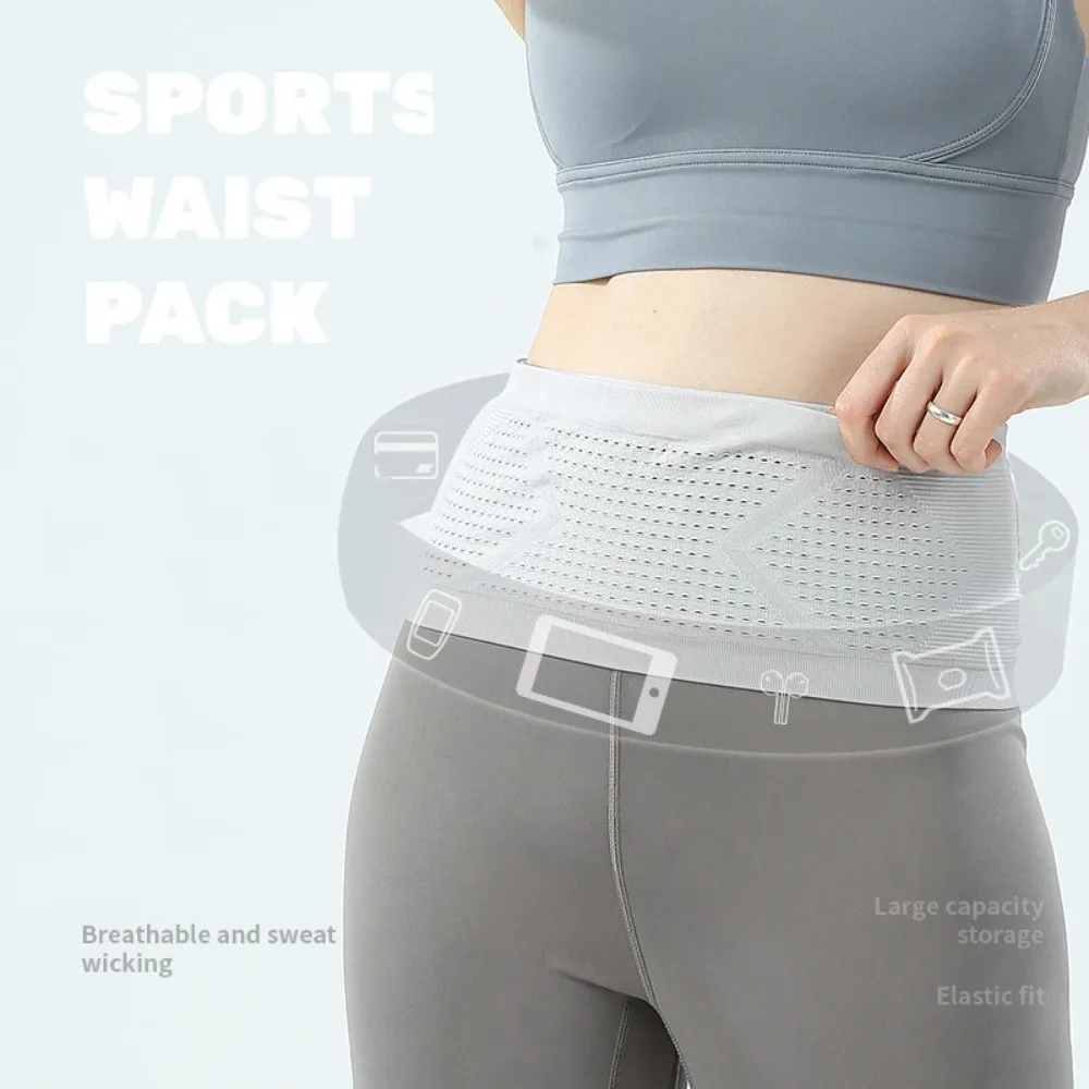 Seamless Invisible Running Sports Fanny Pack  Gym Waist Belt Bag Lightweight Breathable Phone Bag Portable Elastic Cycling Pouch